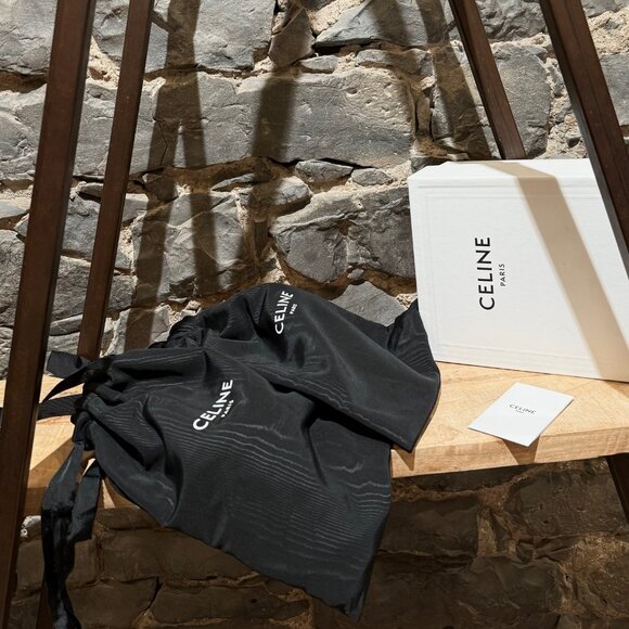 Celine Black Leather Triomphe Logo Lympia Thong Sandals - Picture 13 of 13